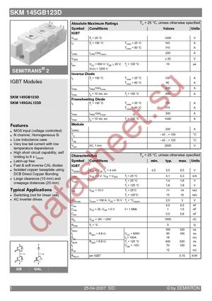 SKM 145 GB 123 D datasheet  